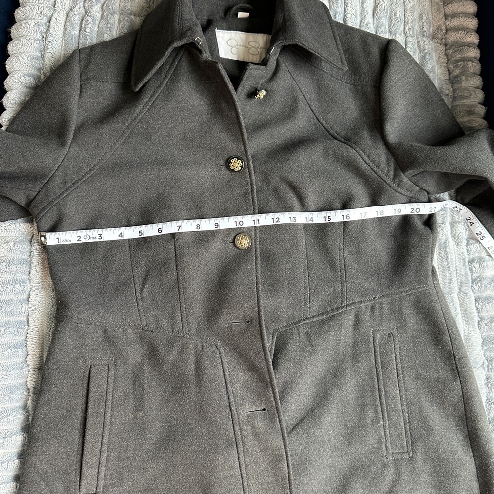 Jessica Simpson Dark Grey Lined Military Mid length Coat - Picture 8 of 10